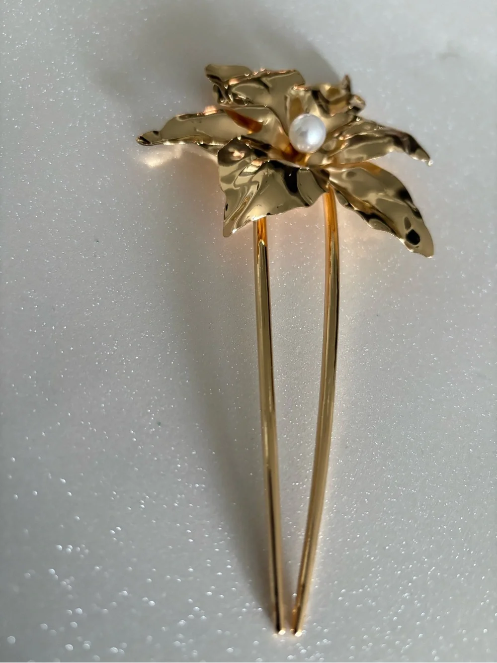 Gold Floral Pearl Brooch Pin for Women
